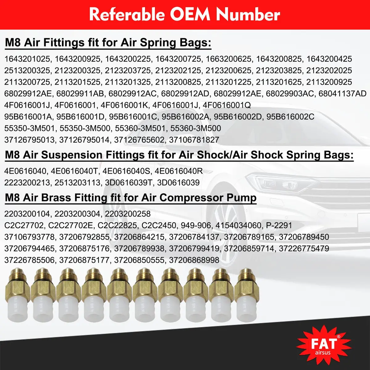 AIRSUSFAT 10pcs Air Suspension Repair Kit M8 4mm | Brass Fittings for Mercedes-Benz & More - view 5