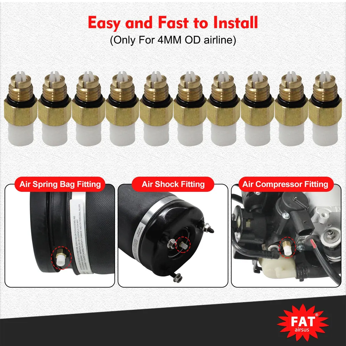 AIRSUSFAT 10pcs Air Suspension Repair Kit M8 4mm | Brass Fittings for Mercedes-Benz & More - view 6