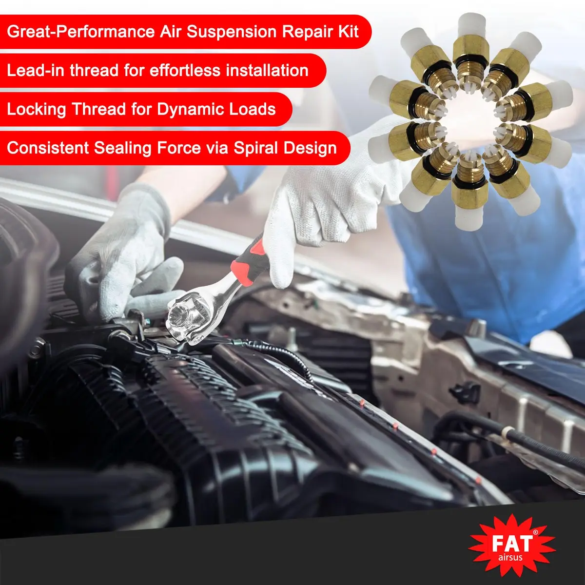 AIRSUSFAT 10pcs Air Suspension Repair Kit M8 4mm | Brass Fittings for Mercedes-Benz & More - view 8