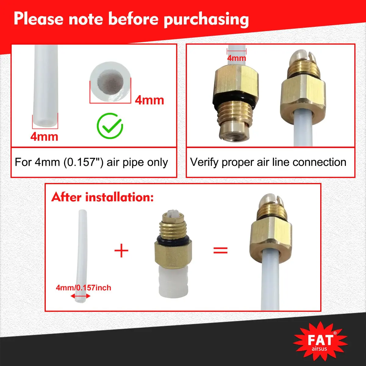 AIRSUSFAT 10pcs Air Suspension Repair Kit M8 4mm | Brass Fittings for Mercedes-Benz & More - view 2