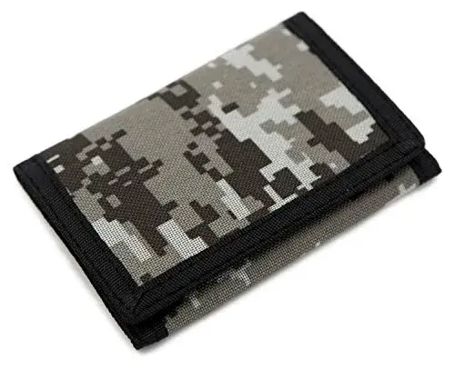 AI-DEE Digital Beige RFID Trifold Canvas Outdoor Sports Wallet for Kids with Hook & Loop Closure - main product image