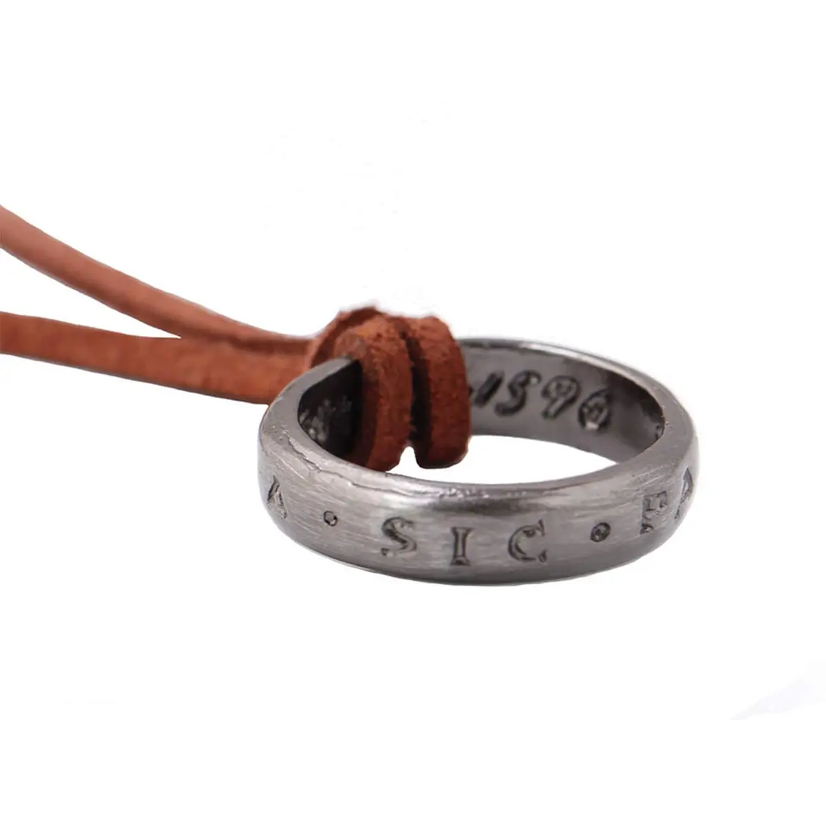hooseiki Uncharted 4 Nathan Drake Ring Pendant Necklace with Adjustable Brown Leather Chain - view 5
