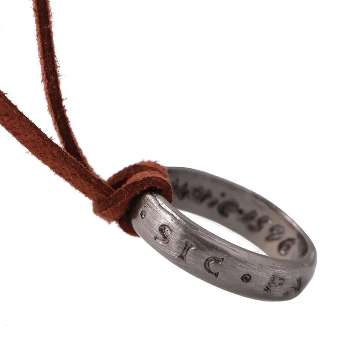 hooseiki Uncharted 4 Nathan Drake Ring Pendant Necklace with Adjustable Brown Leather Chain - view 2