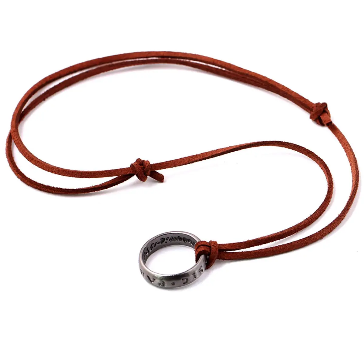 hooseiki Uncharted 4 Nathan Drake Ring Pendant Necklace with Adjustable Brown Leather Chain - view 3