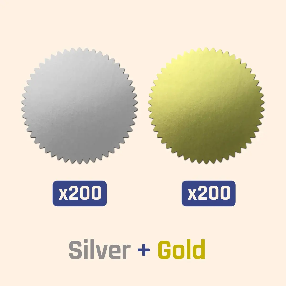 TownStix Silver & Gold Certificate Seals 400 PCS | 51 mm (2 Inch) Round Matte Foil Stickers - view 2