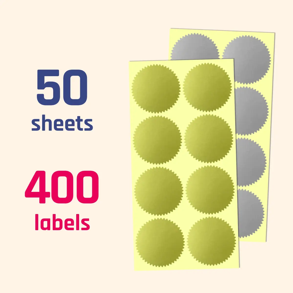 TownStix Silver & Gold Certificate Seals 400 PCS | 51 mm (2 Inch) Round Matte Foil Stickers - view 4