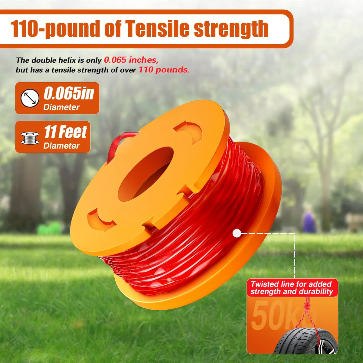 LEIMO KPARTS Trimmer Spool Line for Worx WA0010 | Durable 11ft 0.065" Nylon, Compatible with Worx WG Series, 14 Pack - view 2