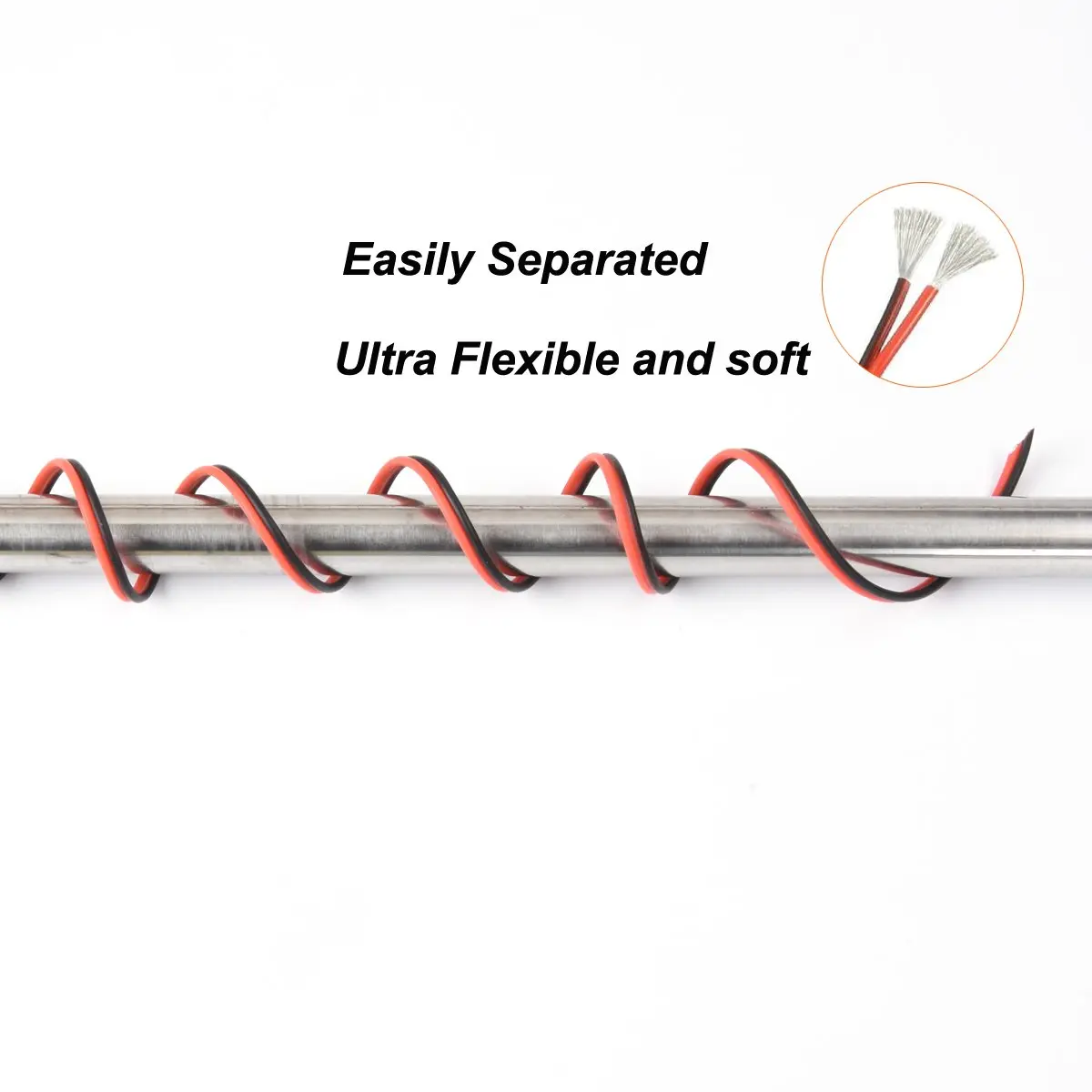 Haerkn 20awg Silicone Electrical Wire 2 Cores 25ft | Tinned Copper, 600V, Flexible - view 3