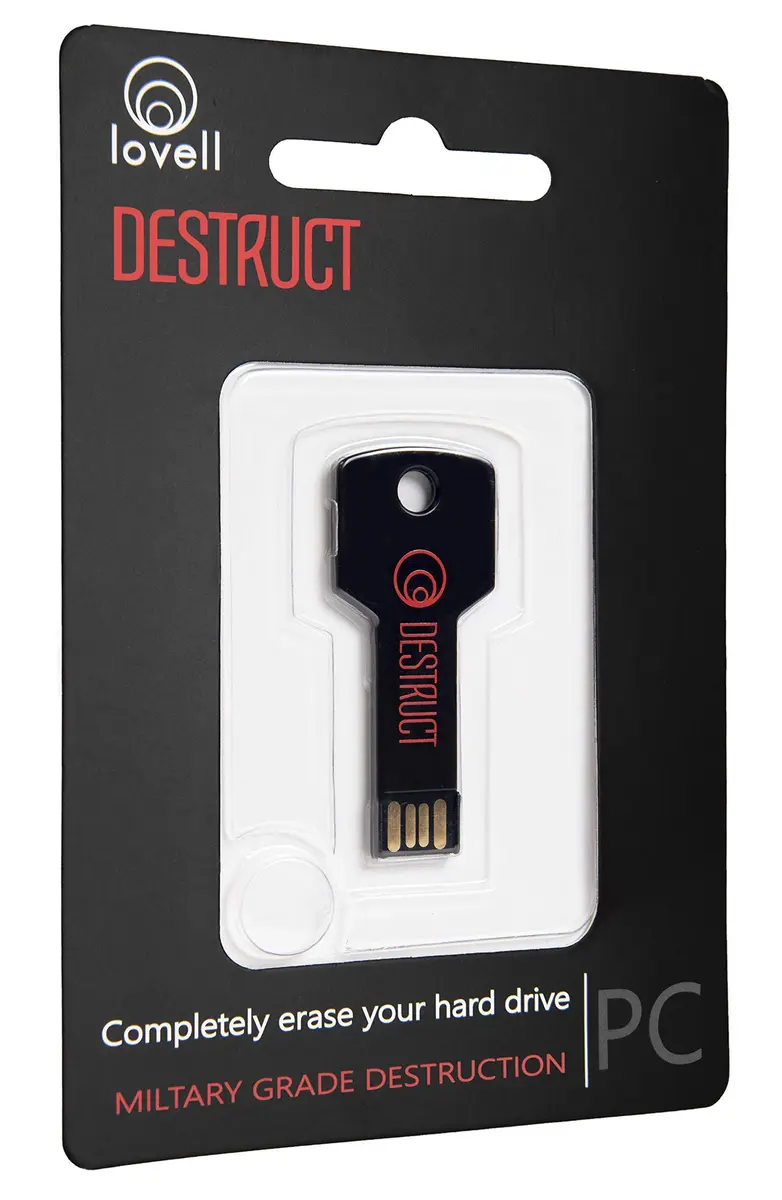 DESTRUCT USB Gadget - Military Grade Hard Drive Wiper | Permanently Erase Data, Portable, USB 1.1, Black - view 2