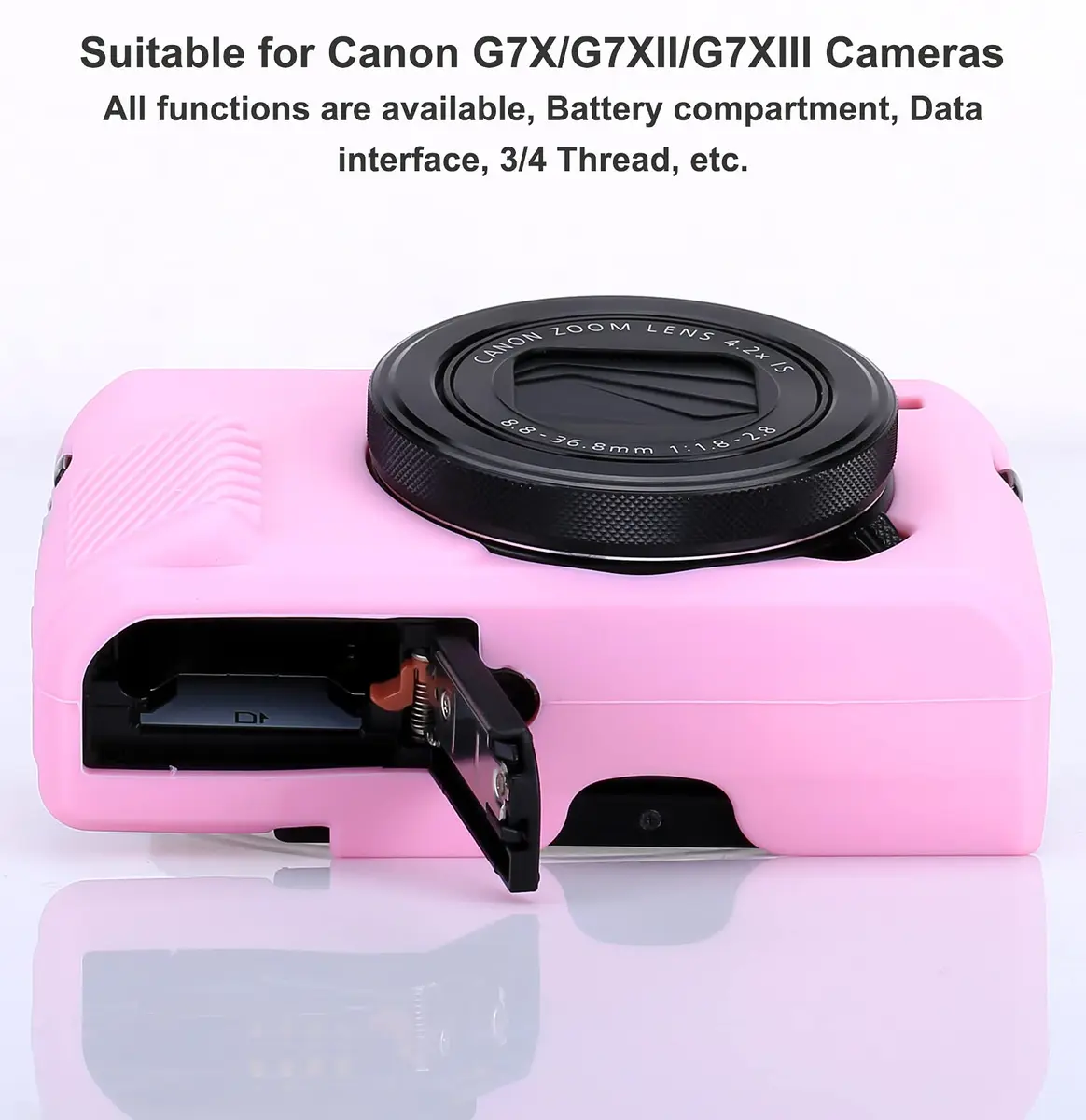 Yisau Pink Silicone Camera Case for Canon PowerShot G7X / G7X Mark II | Ultra Thin Lightweight Rubber Soft Silicone Bag Cover - view 4