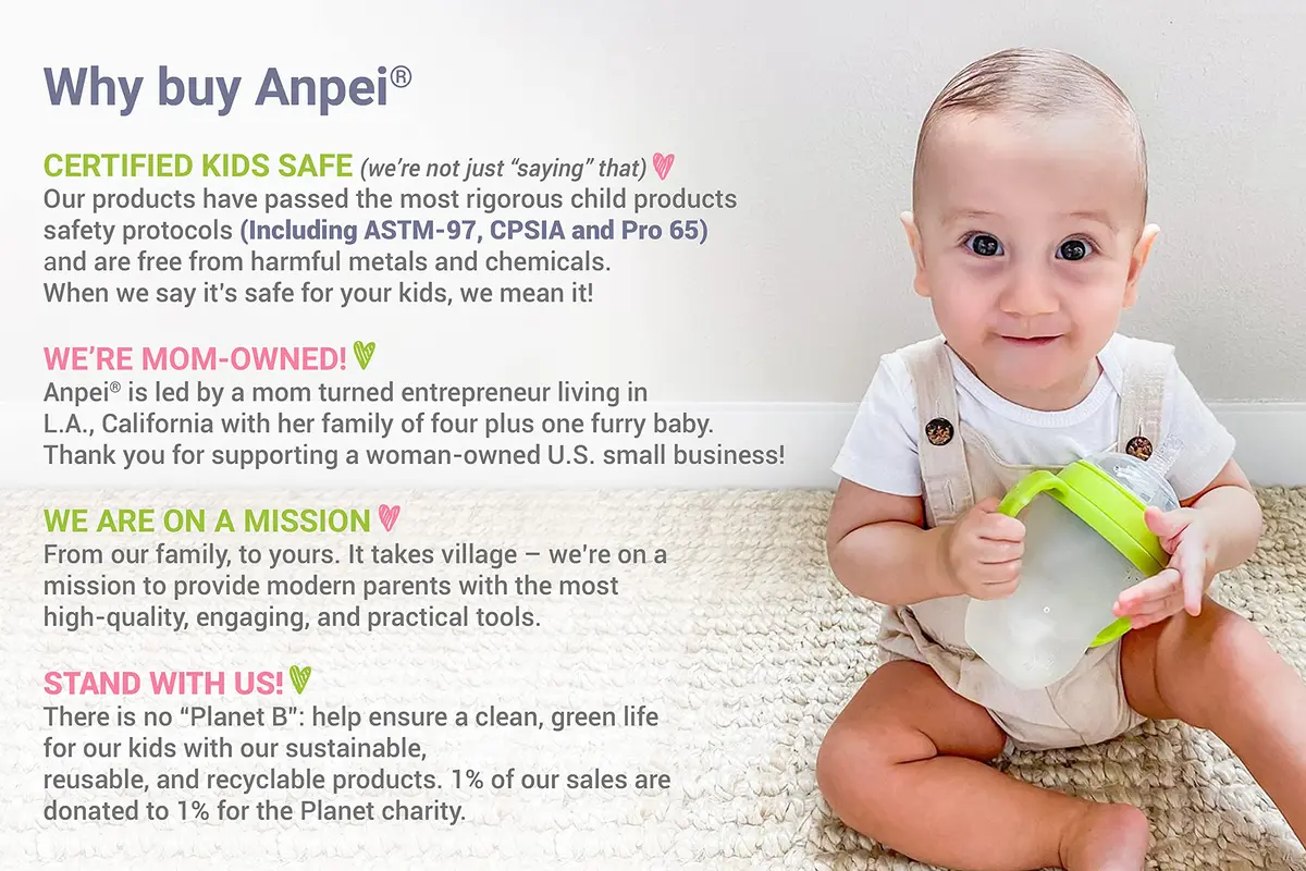 ANPEI Sippy Cup Soft Spout Transitional Nipple Kit for Comotomo Baby Bottles, 5 oz and 8 oz (1 Count) - view 2