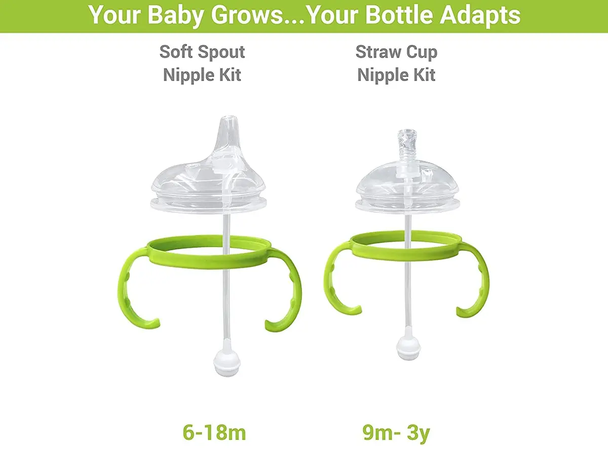 ANPEI Straw Sippy Cup Transitional Nipple Kit for Comotomo Baby Bottles 5 oz & 8 oz | Converts Comotomo Bottles to Straw or Soft Food Dispenser - view 7