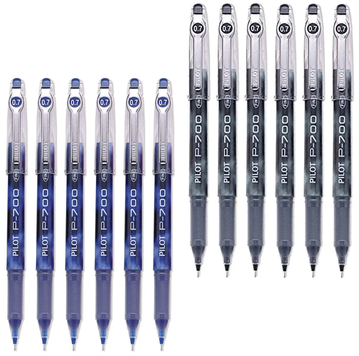 Pilot P-700 Rollerball Stick Gel Pen, 12 Pack | Smear-Proof Gel Ink, Fine Point, Refillable, Blue & Black - main product image
