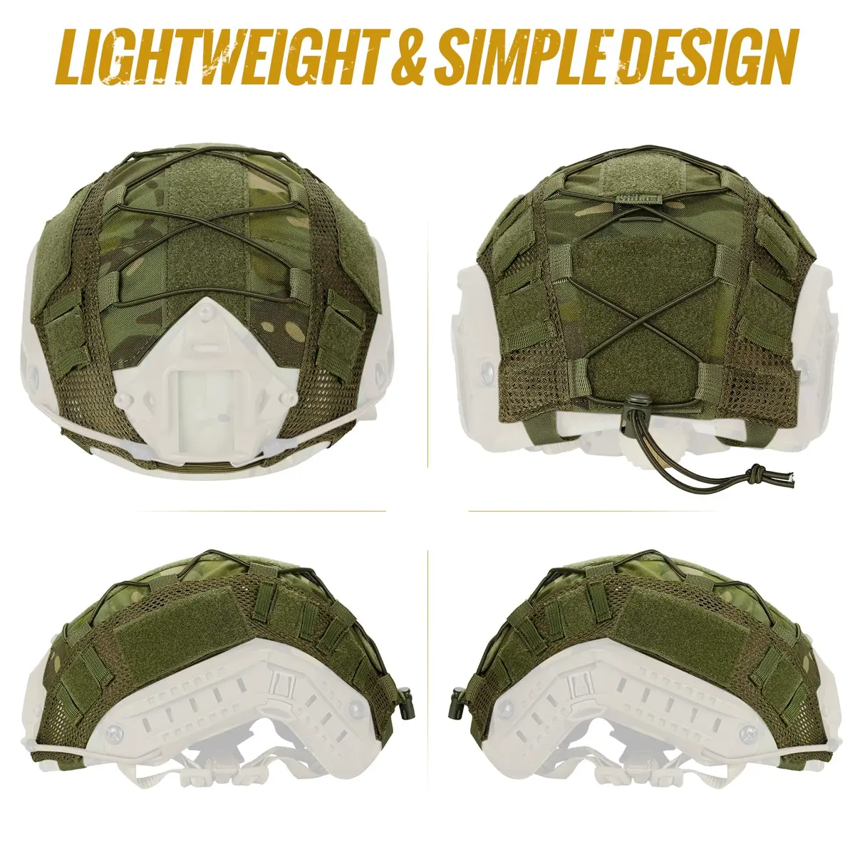 OneTigris Multicam Tactical Fast Helmet Cover for M/L PJ Helmets | Lightweight Cordura Nylon with MOLLE & Bungee System - view 5