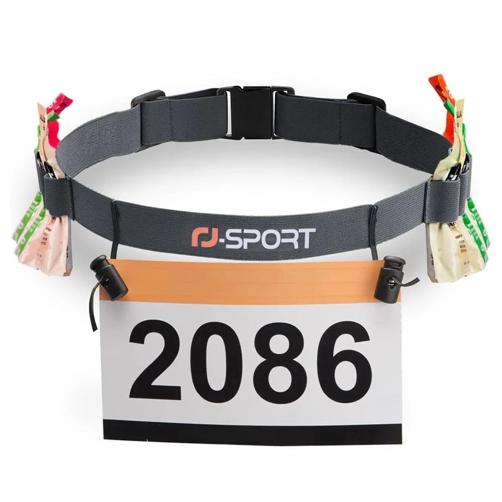 RJ-Sport Race Number Belt with 6 Energy Gel Loops for Triathlon & Marathon, 32g (1.1oz) | Adjustable Waistband for Running Events - main product image