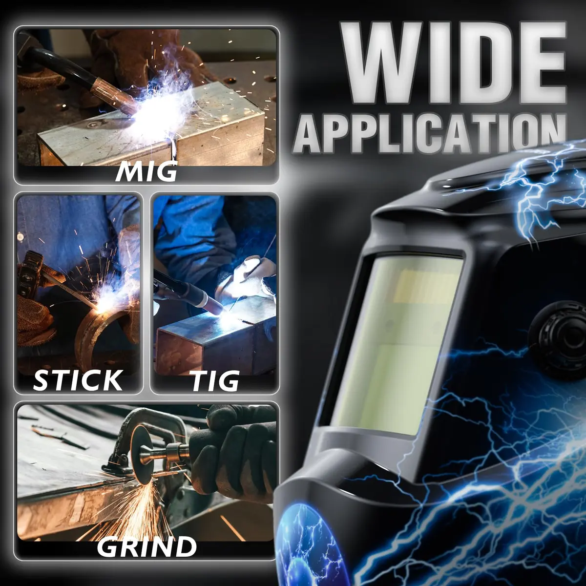 YESWELDER Auto Darkening Welding Helmet LYG-L600A True Color 1/1/1/1 Optical Clarity with Pivot Headgear - view 4
