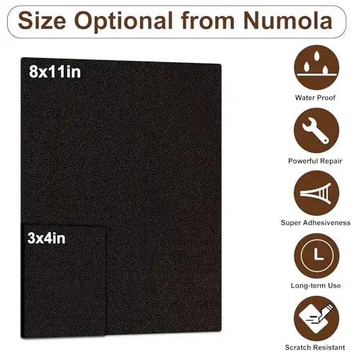 Numola Dark Brown Leather Repair Patch 8x11 Inch - Waterproof Self-Adhesive Fabric Tape - view 2