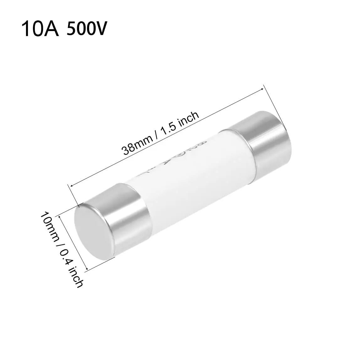 uxcell Ceramic Cartridge Fuses 10A DC 500V 10x38mm | Protects Circuits & Semiconductors - view 2