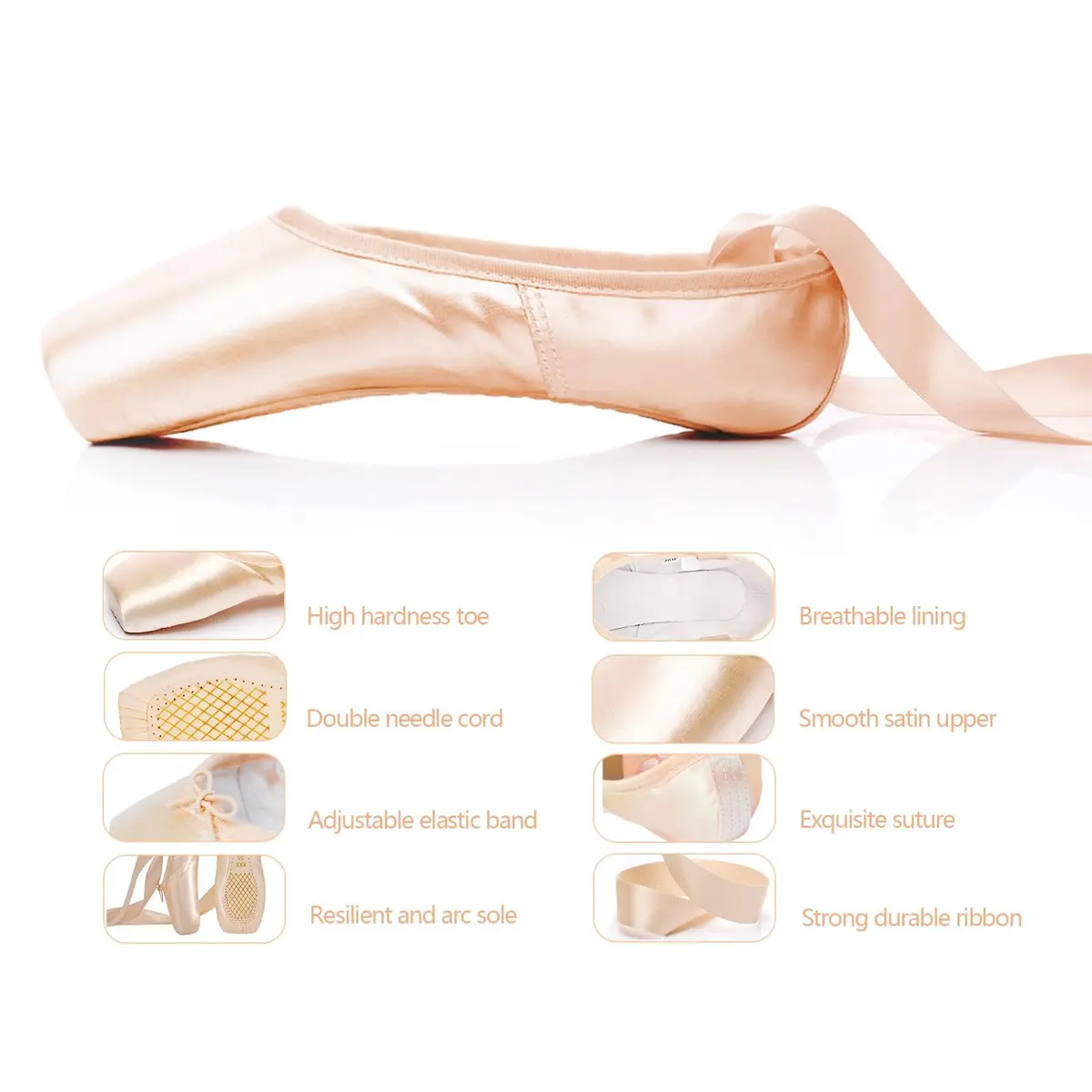 IJONDA Adult Ballet Pointe Dance Shoes Practice Slippers for Girls Women 220 mm (7.5 US Women) Pink | Professional Dance Footwear - view 6