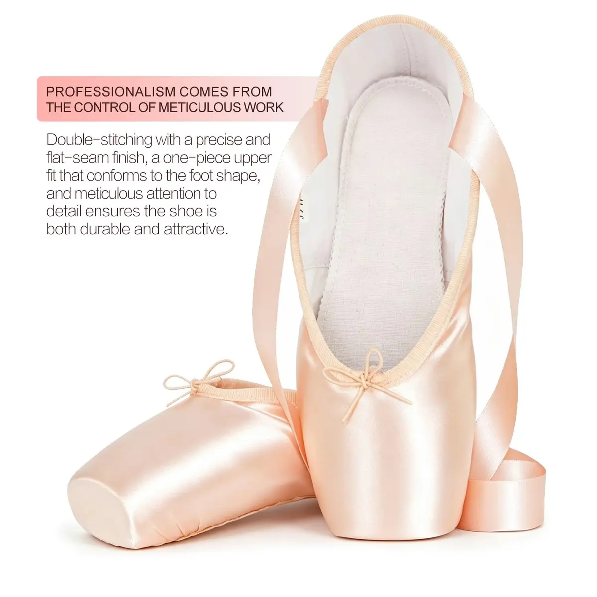 IJONDA Adult Ballet Pointe Dance Shoes Practice Slippers for Girls Women 220 mm (7.5 US Women) Pink | Professional Dance Footwear - view 3