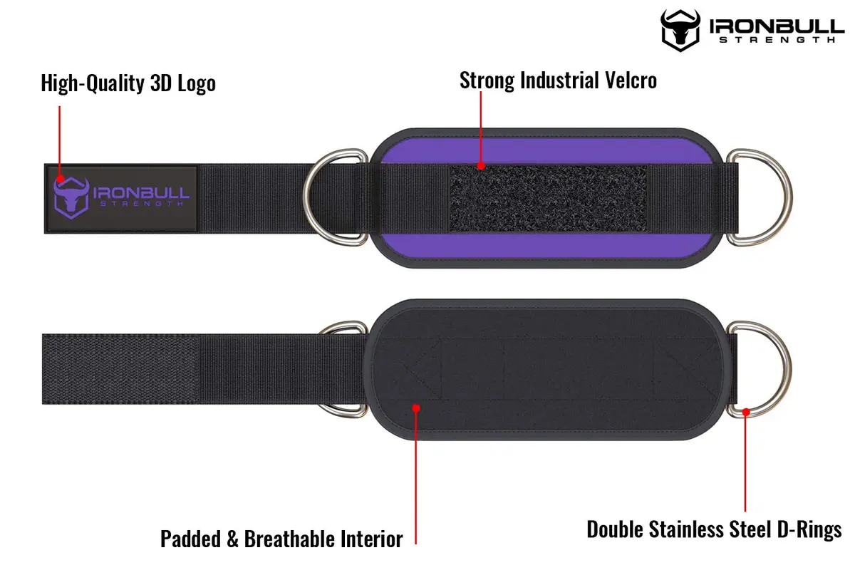 Iron Bull Strength Women's Ankle Strap for Cable Machines & Resistance Bands | Cushioned, Durable & Fit for Women (Pair) - view 2