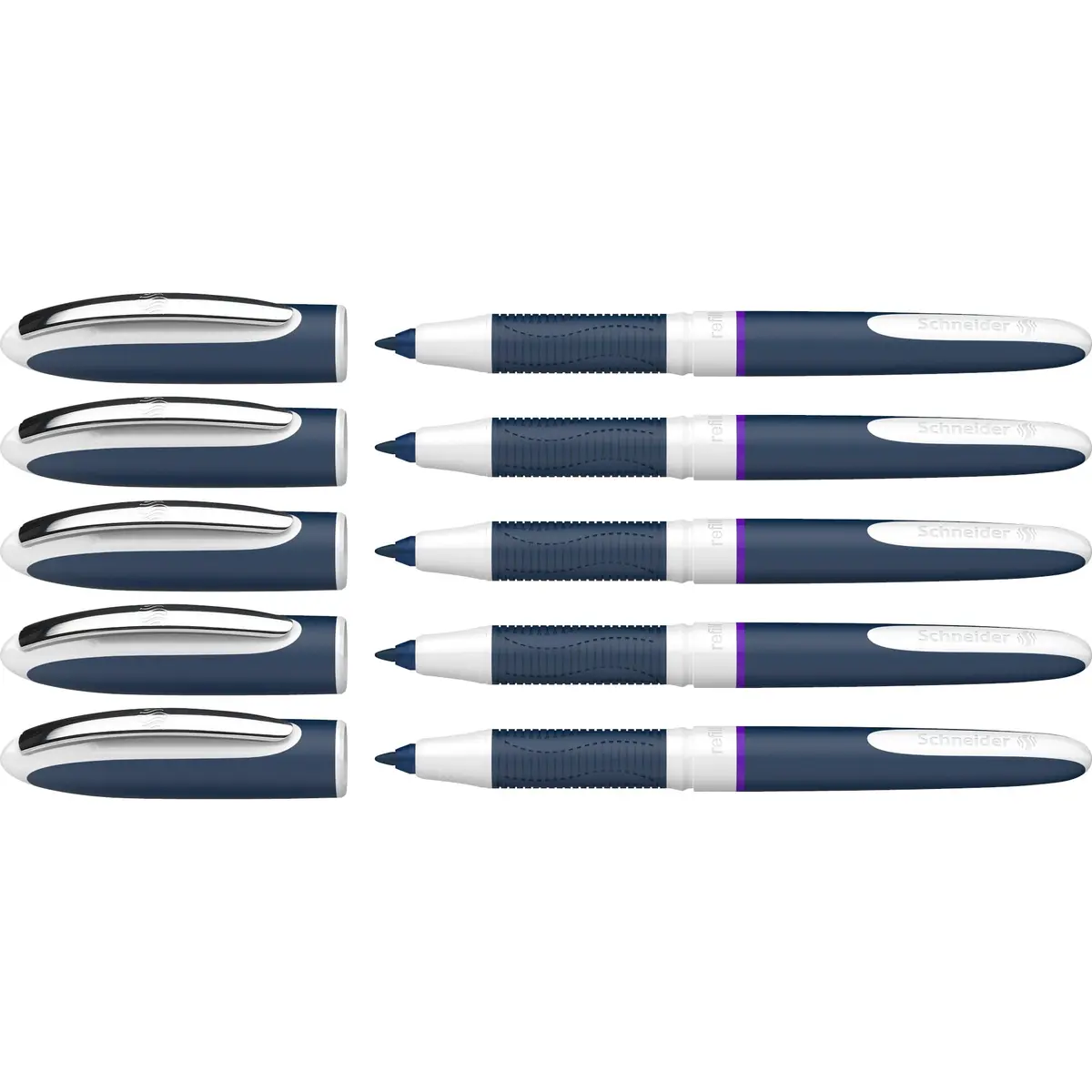 Schneider One Change Rollerball Pen, Refillable, 0.6 mm Ultra-Smooth Tip, Violet Ink, Box of 5 Pens | Smooth Ink Flow - main product image