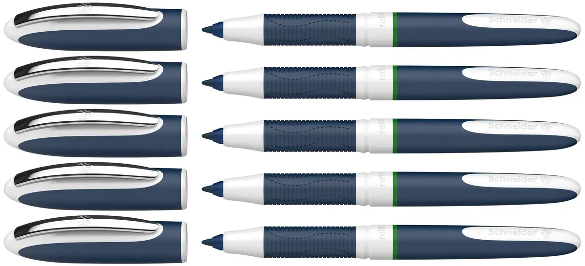 Schneider One Change Refillable Rollerball Pen Box of 5, Green | Hybrid Ink, 0.5mm Fine Point - main product image