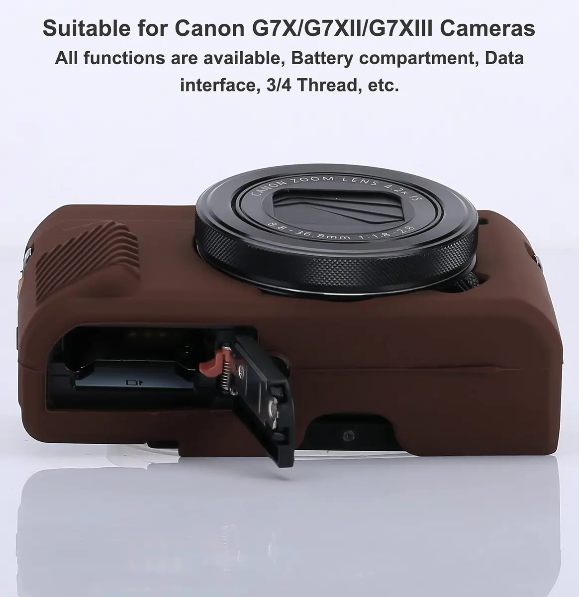 Yisau Silicone Camera Case for Canon G7X / G7X Mark II, Coffee | Ultra Thin Lightweight Rubber Soft Silicone Case Bag Cover - view 3