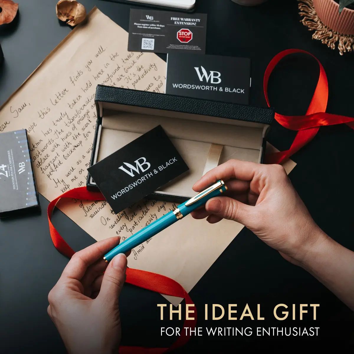 Wordsworth & Black Fountain Pen Set for Writing, Medium Nib, Turquoise | Smooth Ink Flow & Elegant Design - view 3