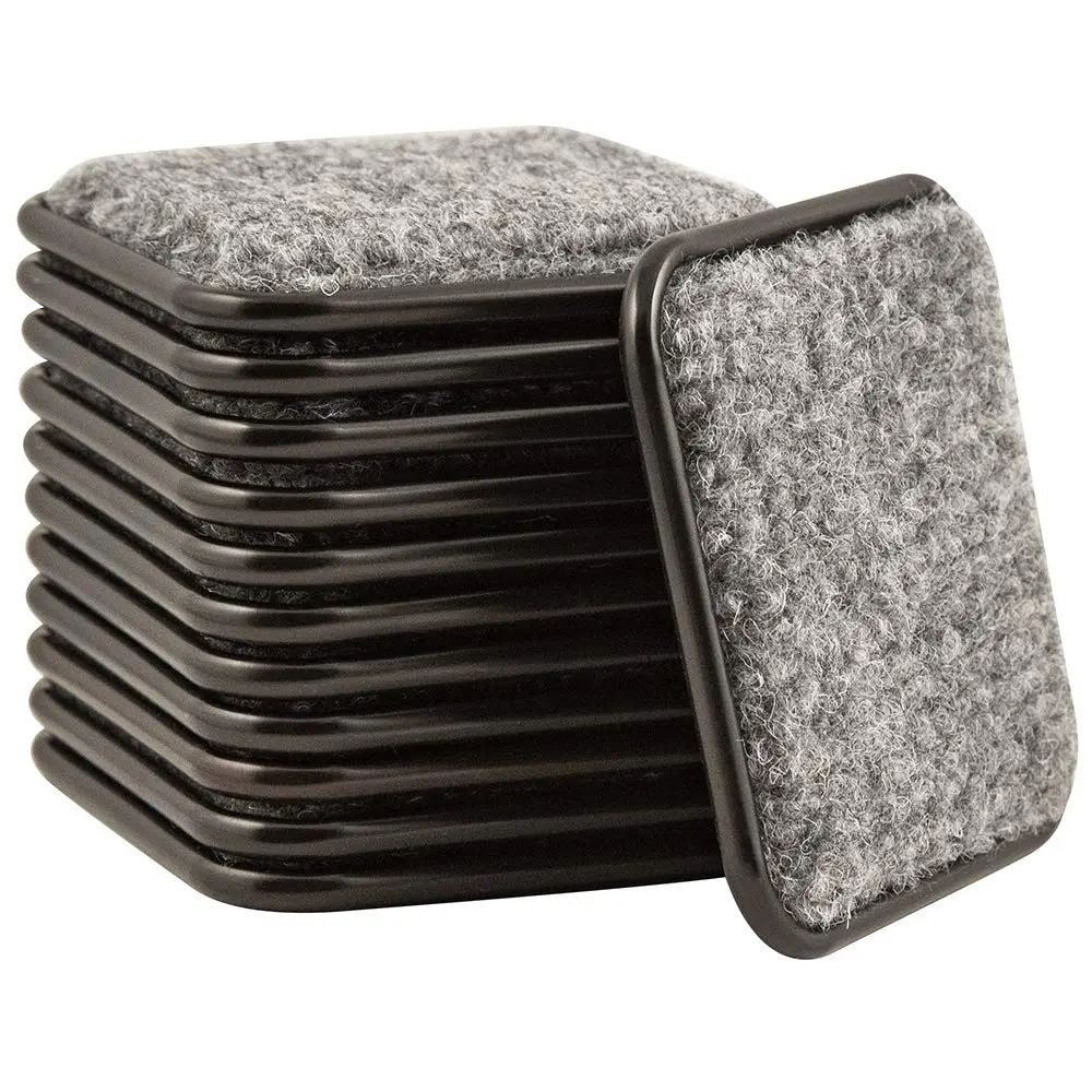 SoftTouch 2-1/2" Square Reusable Furniture Caster Cups with Carpet Bottom, 12-Pack Brown/Gray | Protects Hard Floors & Stabilizes Furniture - main product image