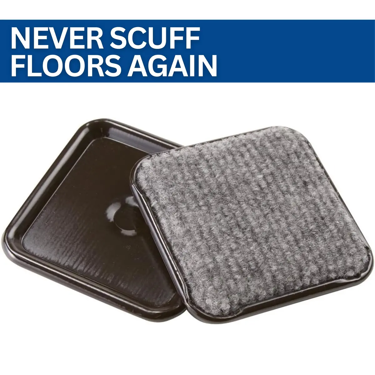 SoftTouch 2-1/2" Square Reusable Furniture Caster Cups with Carpet Bottom, 12-Pack Brown/Gray | Protects Hard Floors & Stabilizes Furniture - view 2