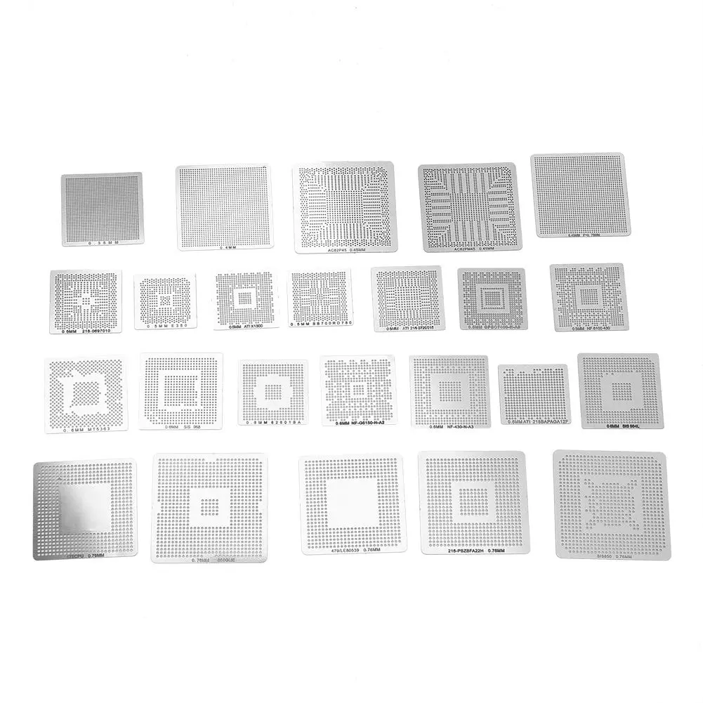Ovenot BGA Reballing Stencils Kit 130pcs Universal Steel Template Mesh 0.35mm-0.76mm | Directly Heat Set - view 2