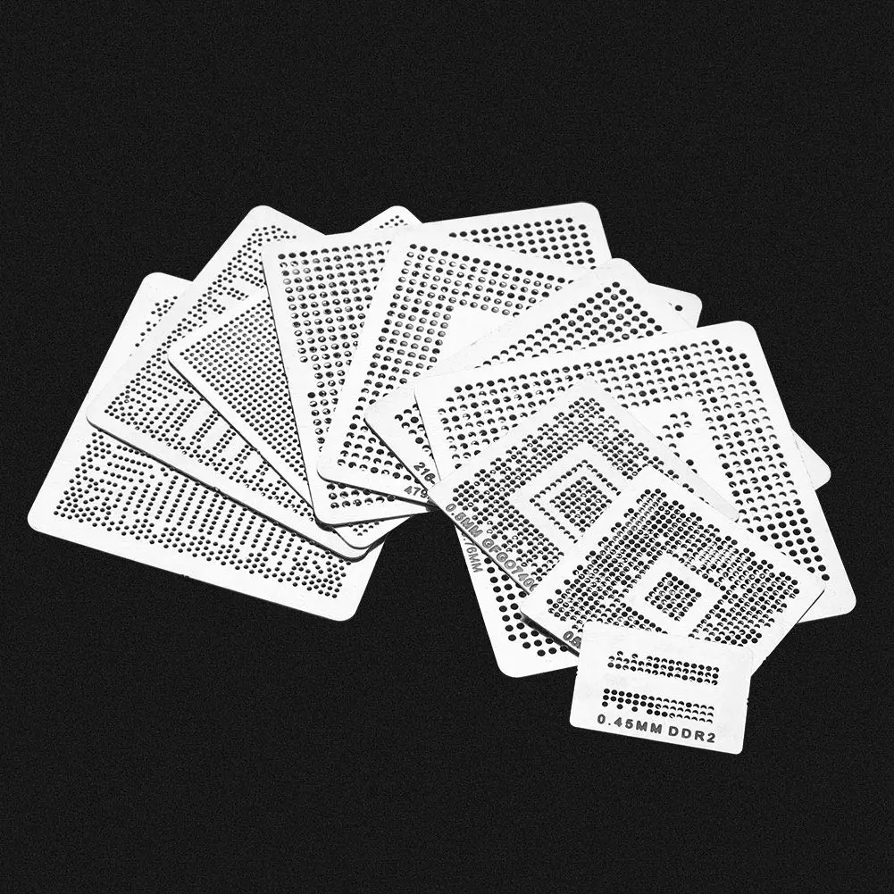 Ovenot BGA Reballing Stencils Kit 130pcs Universal Steel Template Mesh 0.35mm-0.76mm | Directly Heat Set - view 3