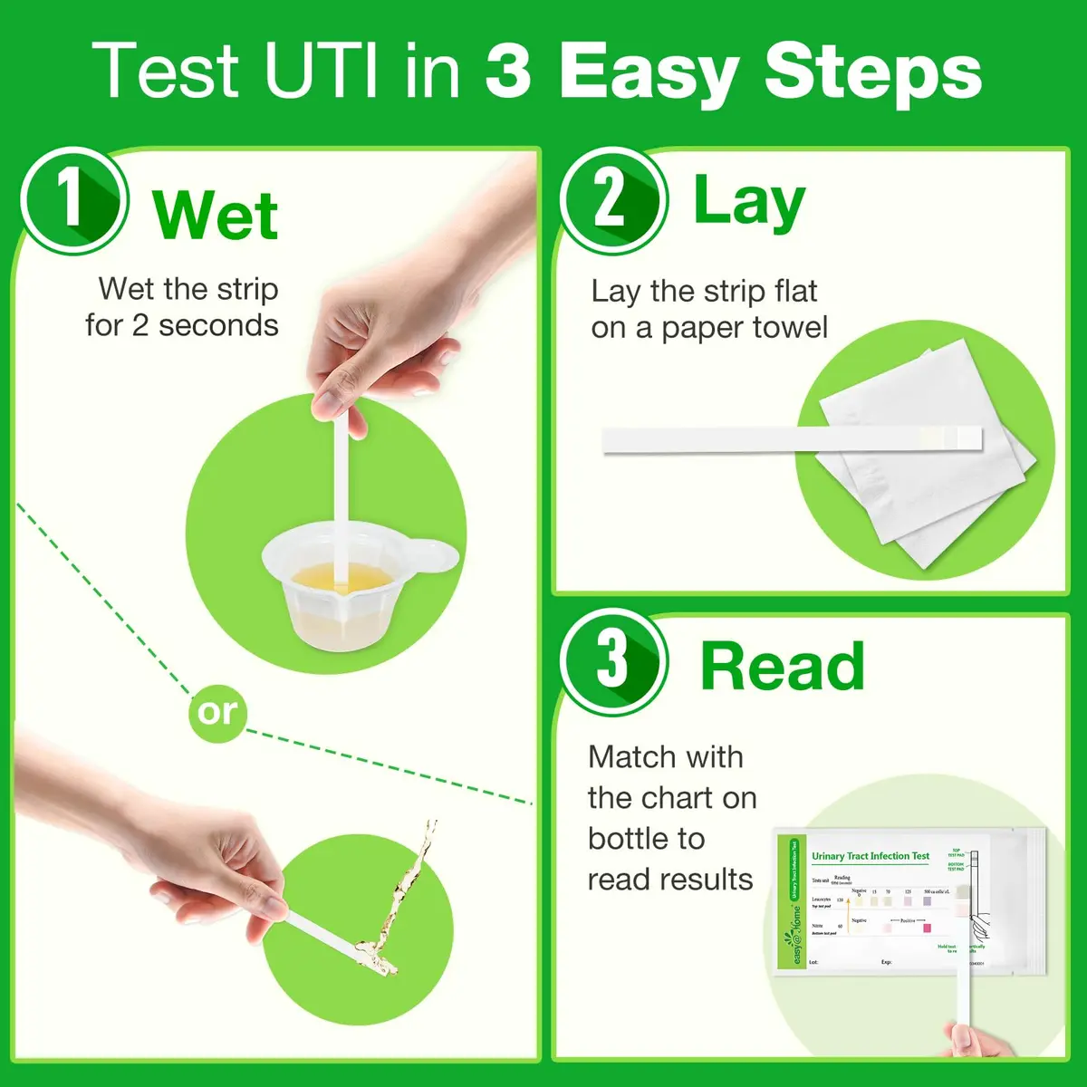 Easy@Home Urinary Tract Infection Test Strips 25 Pack | Detects Leukocytes & Nitrites for Women - view 5