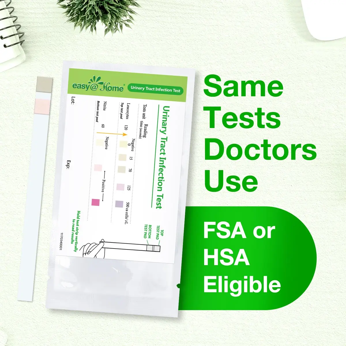 Easy@Home Urinary Tract Infection Test Strips 25 Pack | Detects Leukocytes & Nitrites for Women - view 3