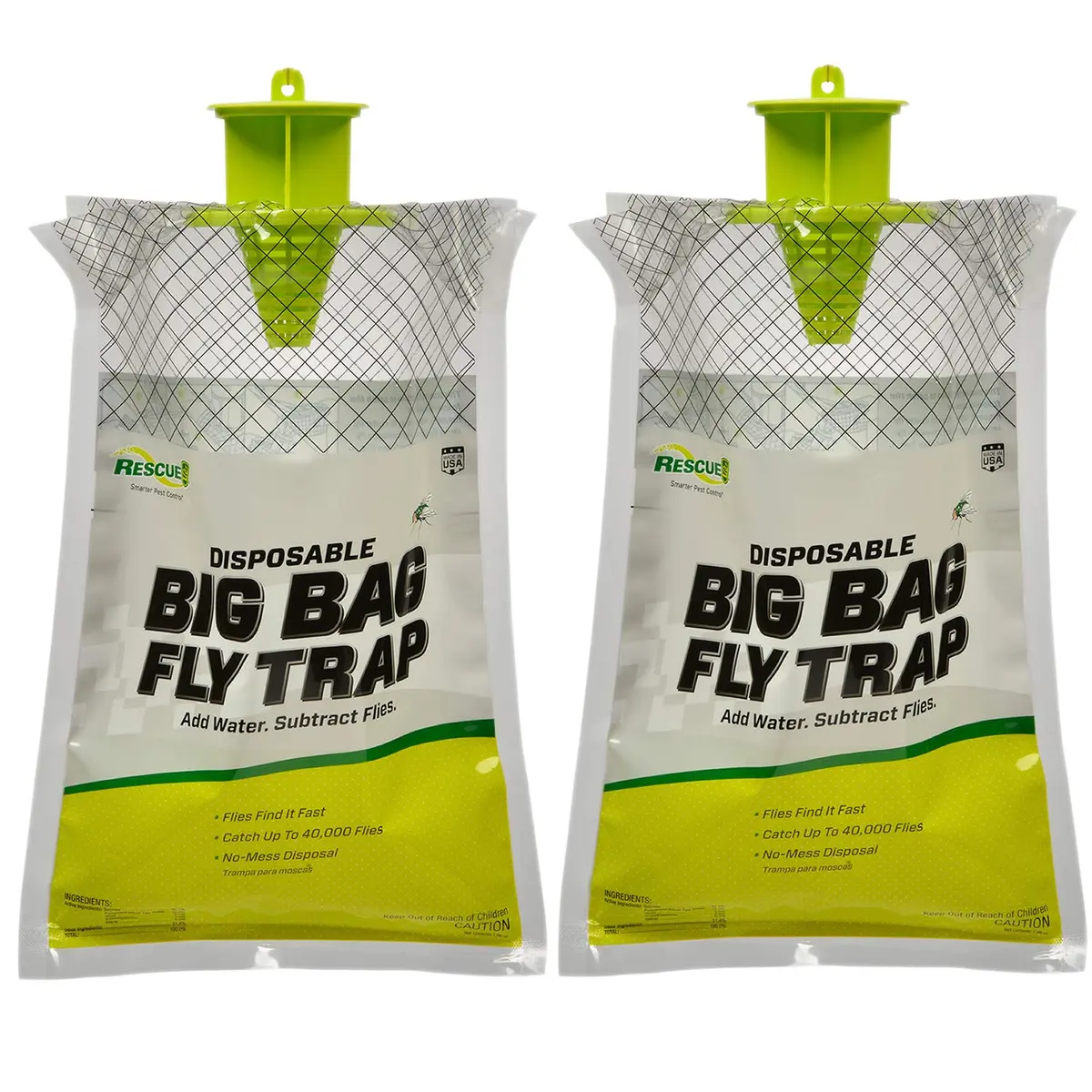 RESCUE! Big Bag Fly Trap Disposable Outdoor Use 2 Pack | Catches 40,000 Flies - main product image