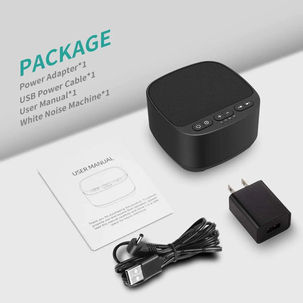 Magicteam White Noise Machine with 40 Sounds, 32 Volume Levels, Memory Function, AC/USB Powered, Sleep Timer, Black | 10cm (3.9in) Portable - view 5