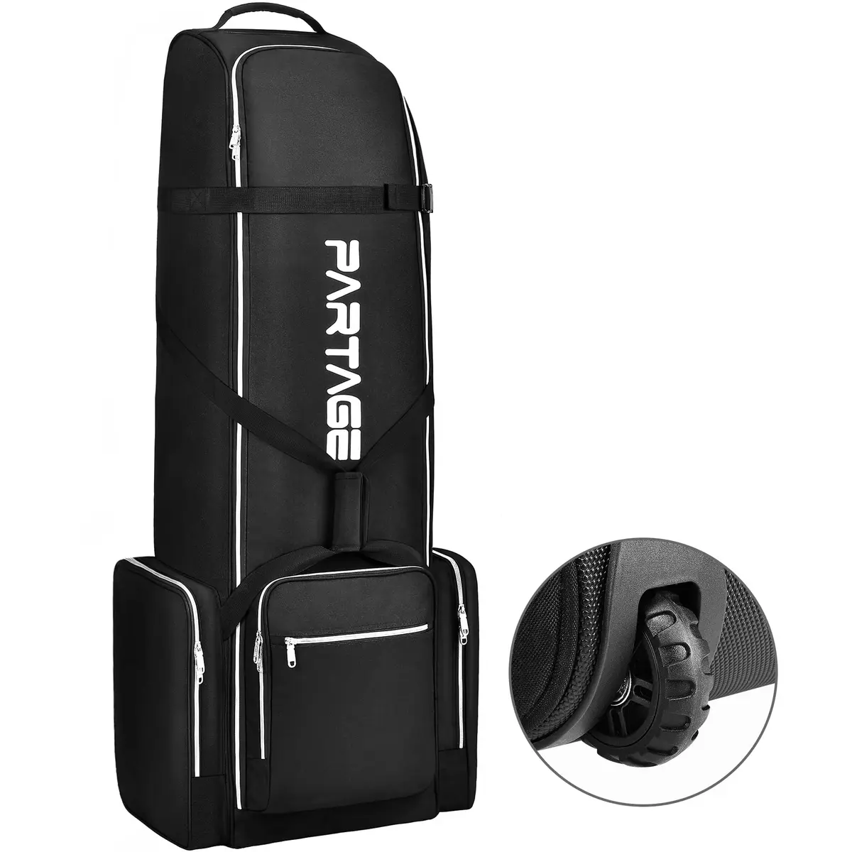 Partage Golf Travel Bag with Wheels | Heavy Duty Oxford, 600D Waterproof Fabric, Black | 51" Open Size - main product image