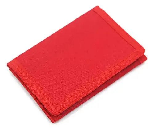 AI-DEE Red RFID Trifold Canvas Outdoor Sports Wallet for Kids with Hook & Loop Closure - main product image