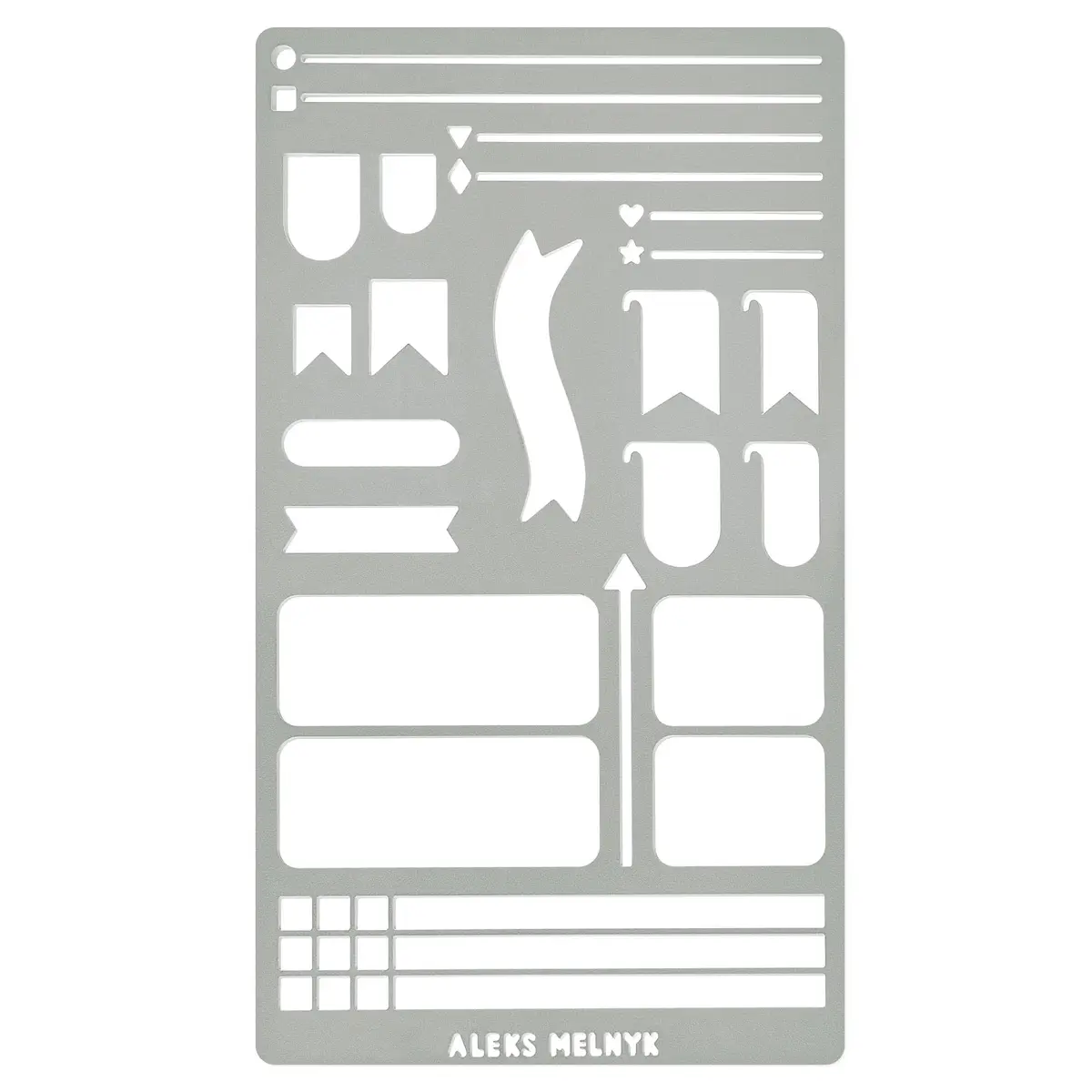 Aleks Melnyk No.62 Metal Bullet Journaling Stencil – Reusable Stainless Steel Template for Planner, Scrapbooking, Habit Tracker, Weekly Spread - main product image
