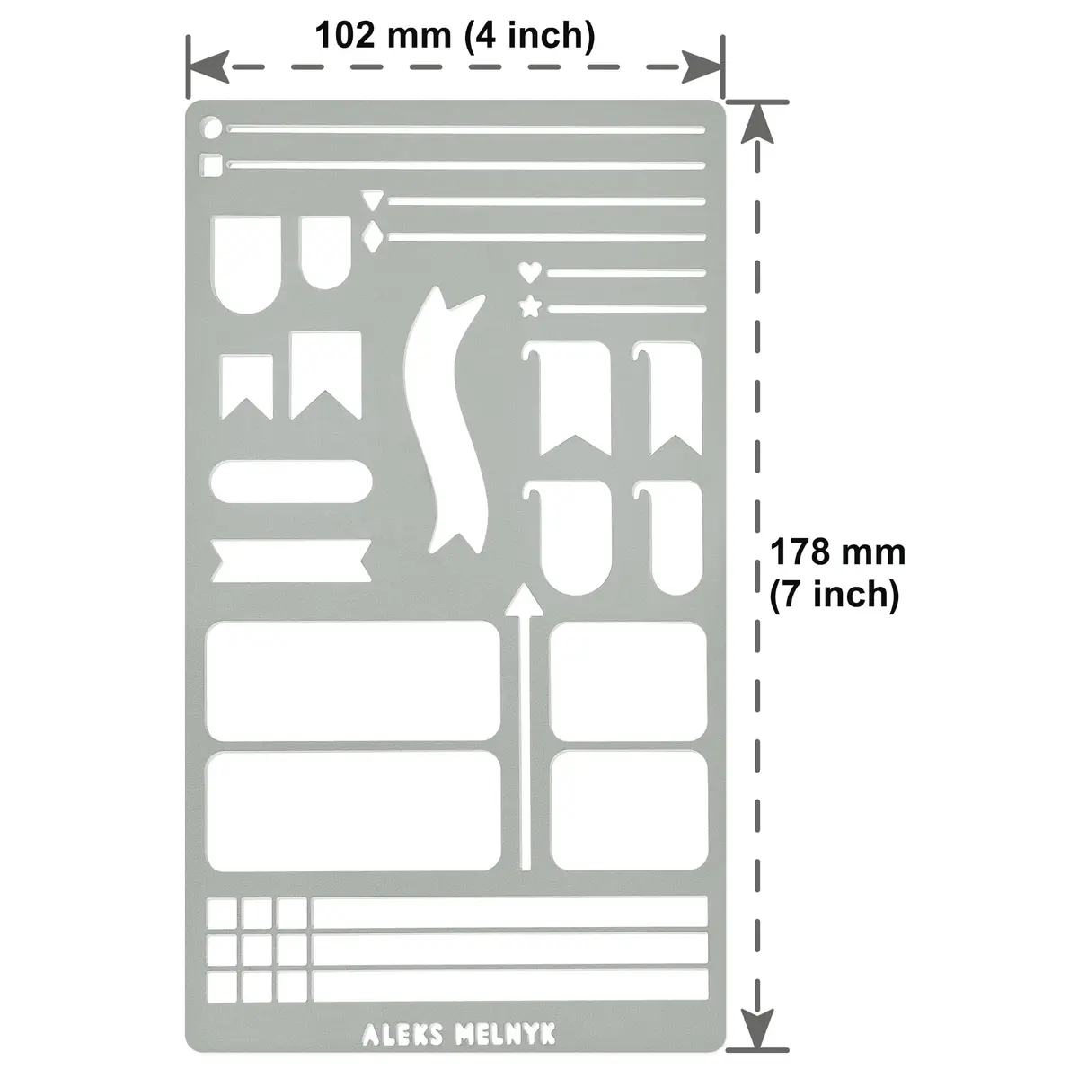 Aleks Melnyk No.62 Metal Bullet Journaling Stencil – Reusable Stainless Steel Template for Planner, Scrapbooking, Habit Tracker, Weekly Spread - view 4