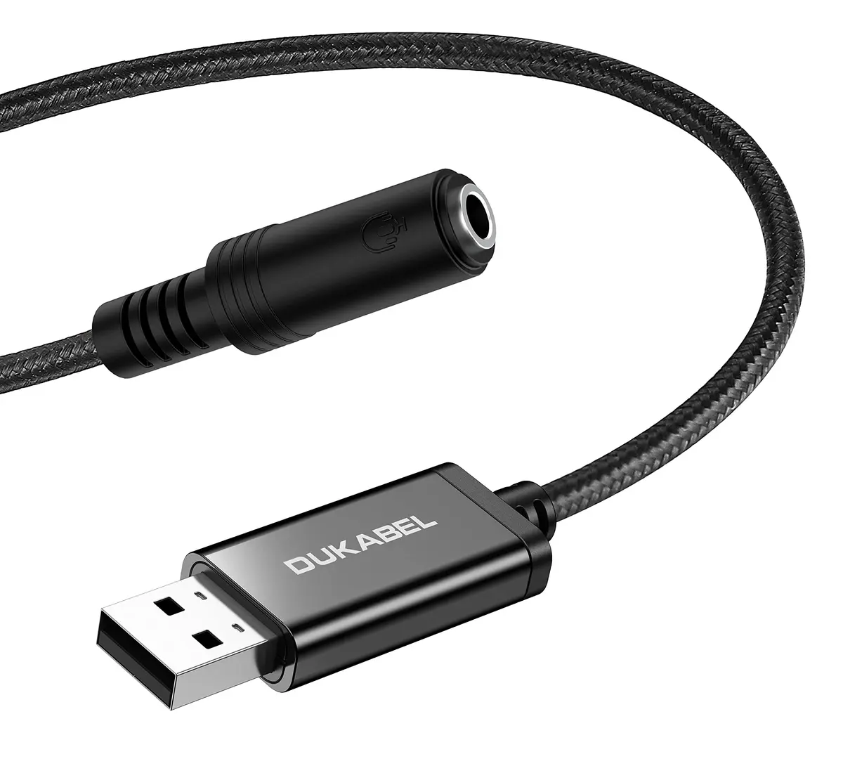 DUKABEL USB Headphone Adapter 25cm | External Sound Card for PC, PS4, PS5, Mac, Linux - main product image