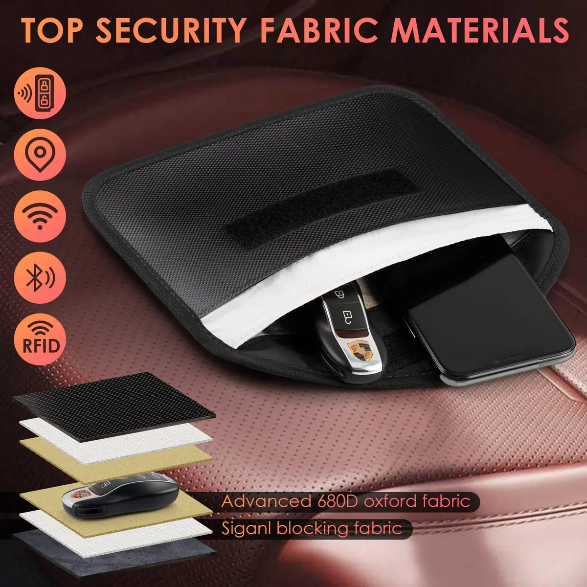 Tuulin 2 Pack Faraday Bags for Phones and Car Keys, Signal Blocking Pouch | Blocks All Signals - view 3