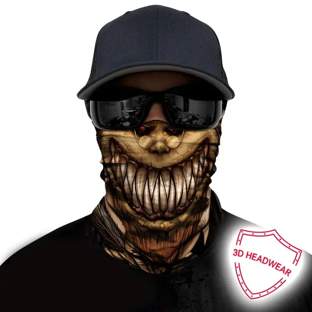 Obacle Skull Brown Skeleton Face Mask Half - Seamless 3D Tube Bandana for Dust & Sun Protection - view 2