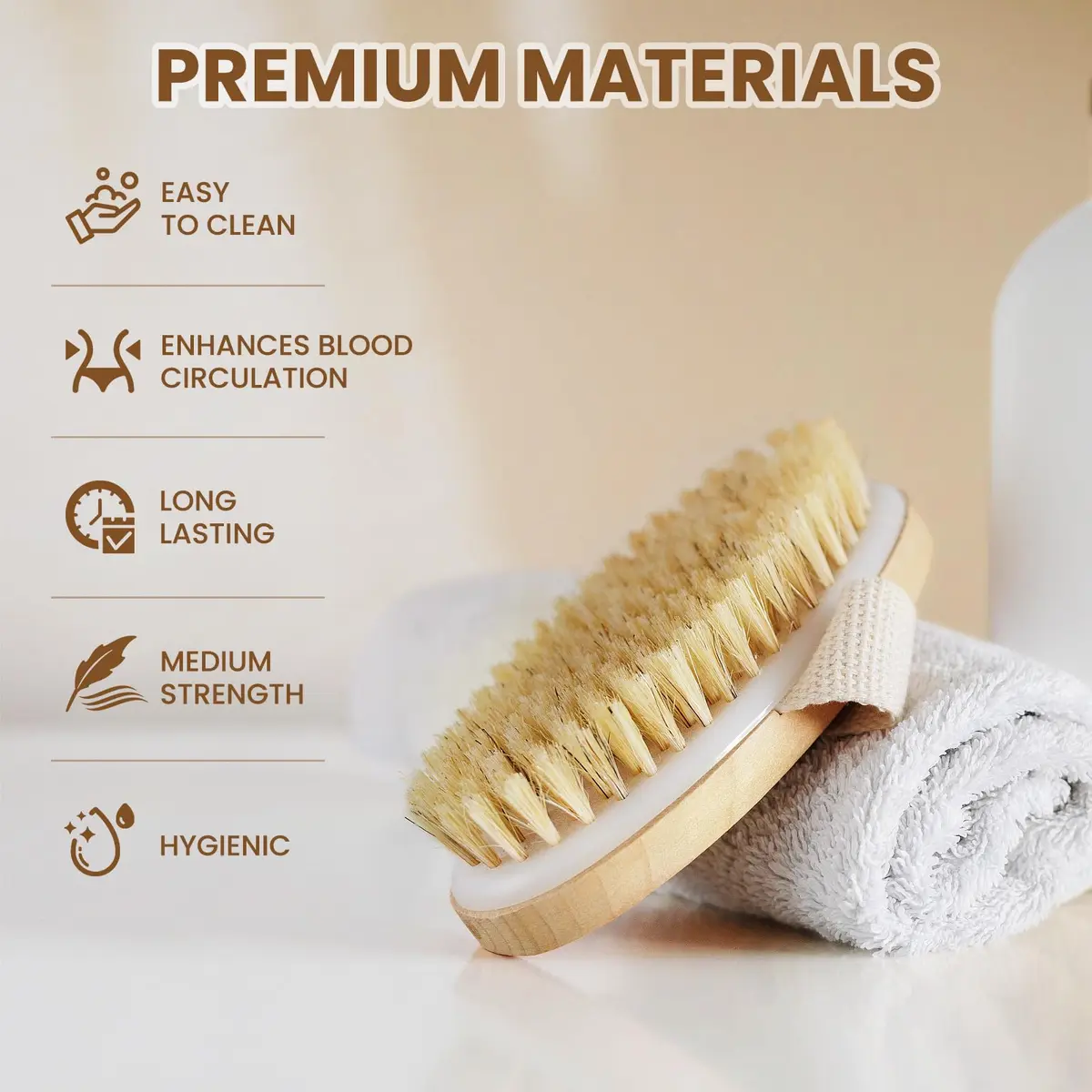 POPCHOSE Dry Brush for Lymphatic Drainage, Dry Brushing Body Brush | Natural Boar Bristles & Wooden Handle - view 5