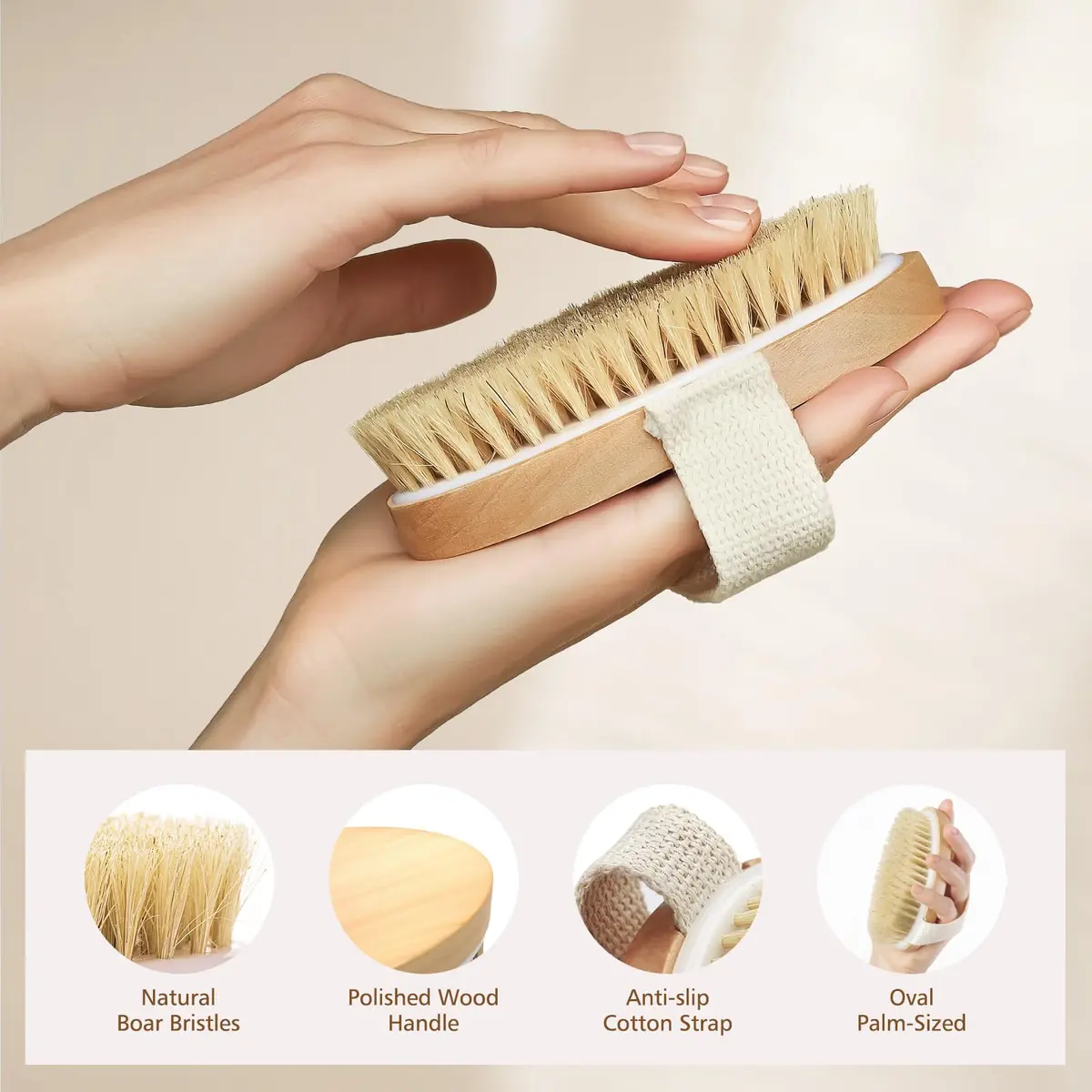 POPCHOSE Dry Brush for Lymphatic Drainage, Dry Brushing Body Brush | Natural Boar Bristles & Wooden Handle - view 2