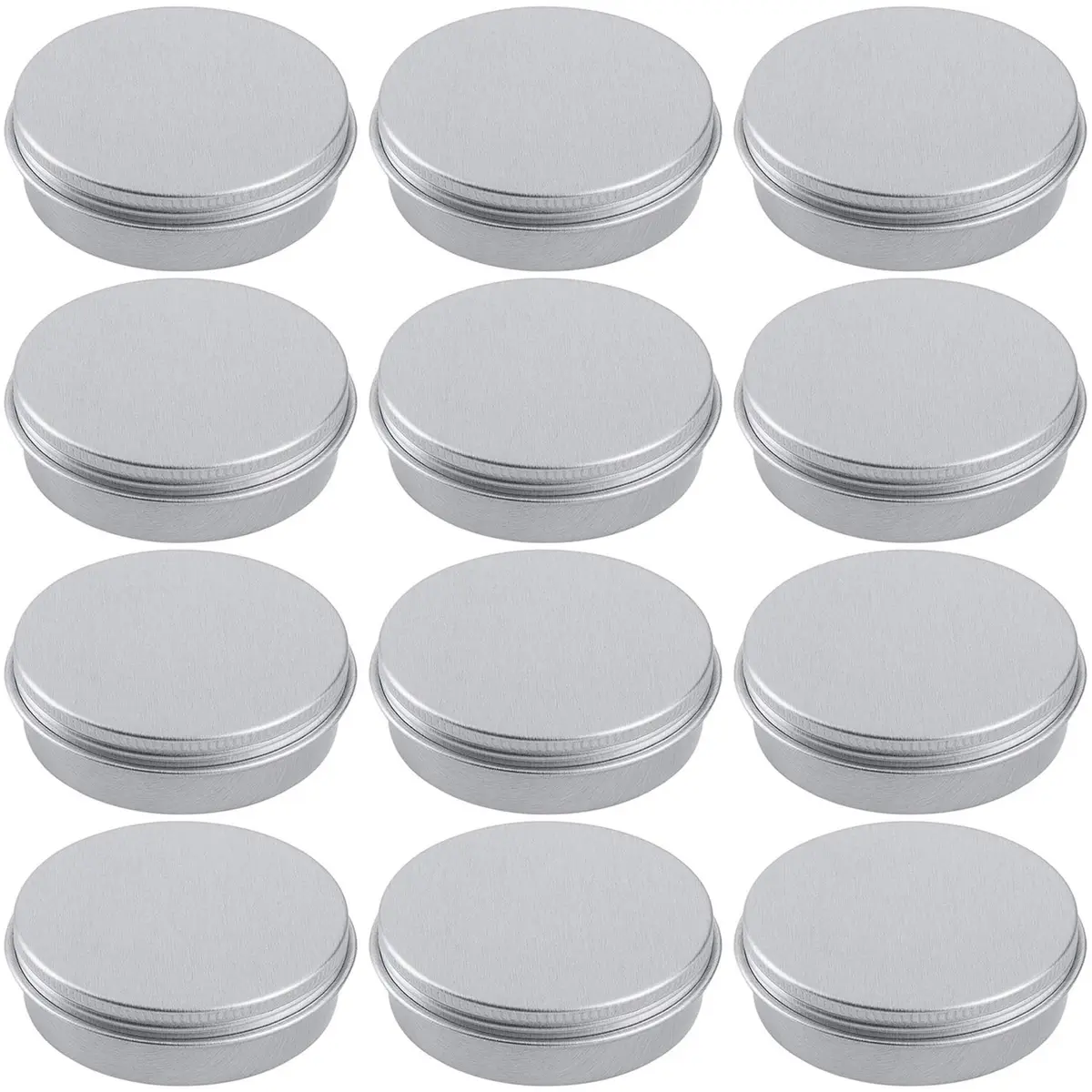 Hulless 12 Pack 60ml Aluminum Tin Jars | Refillable Cosmetic Containers with Screw Lid - main product image