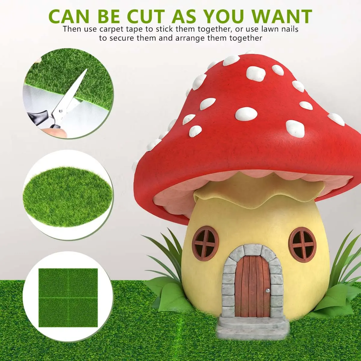 KISEER Miniature Artificial Craft Grass 6 Pack 6x6 Inches | Realistic Green Lawn for Fairy Gardens & DIY Decor - view 5