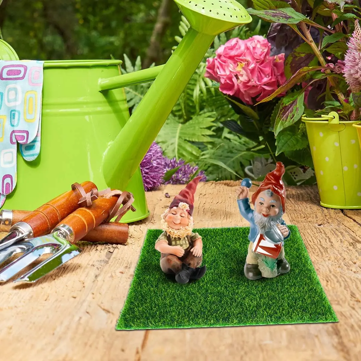 KISEER Miniature Artificial Craft Grass 6 Pack 6x6 Inches | Realistic Green Lawn for Fairy Gardens & DIY Decor - view 9