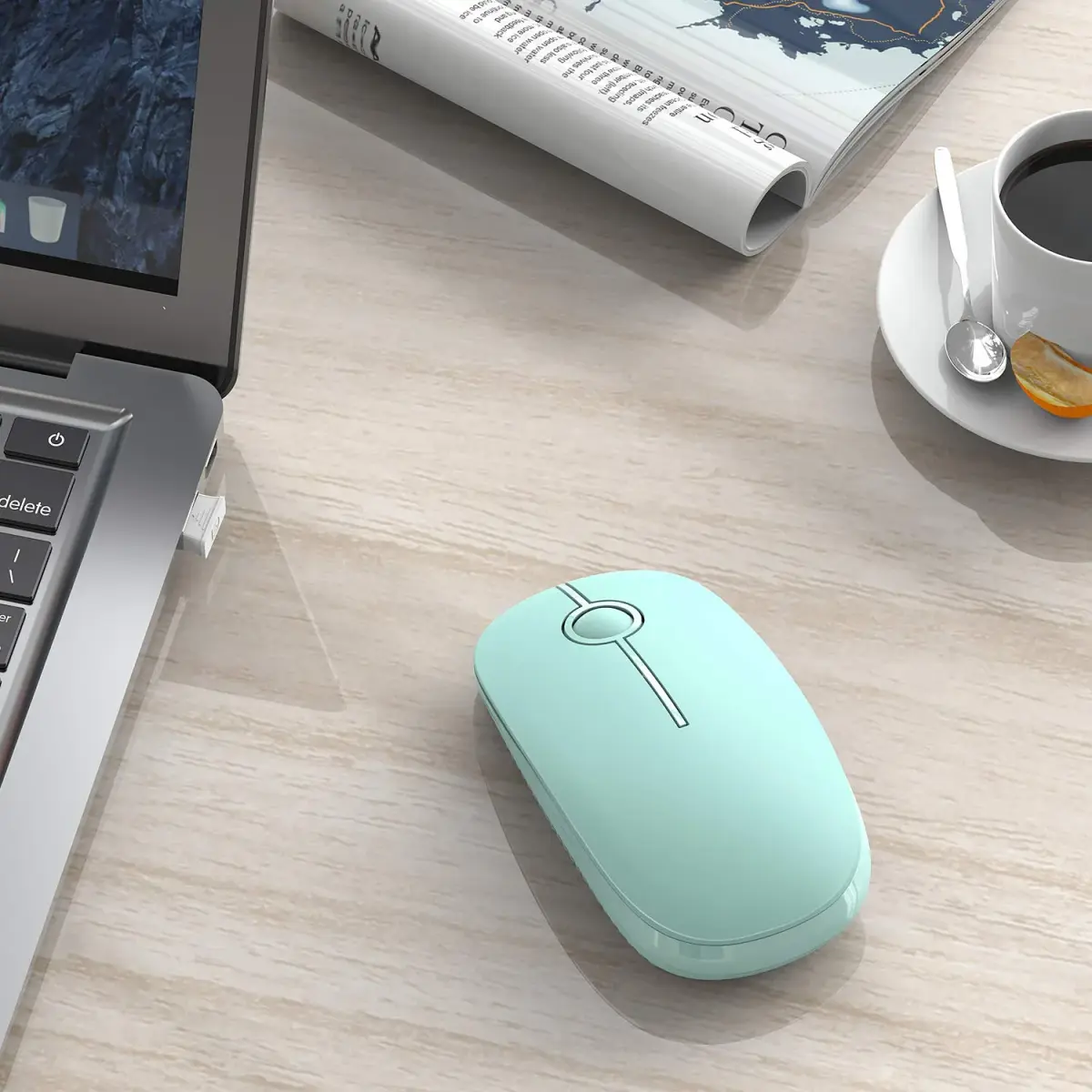 VssoPlor Wireless Mouse, 2.4G Slim Computer Laptop Mouse, Mint Green | Quiet Clicks & Stable Connection - view 9